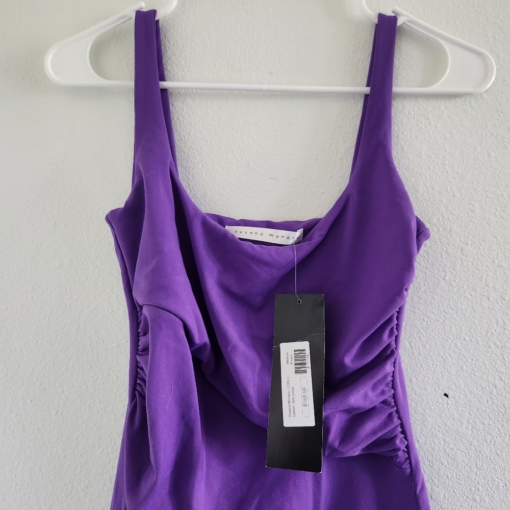 NWT SUSANA MONACO Gathered Purple Tank Dress Size Medium - Picture 2 of 7